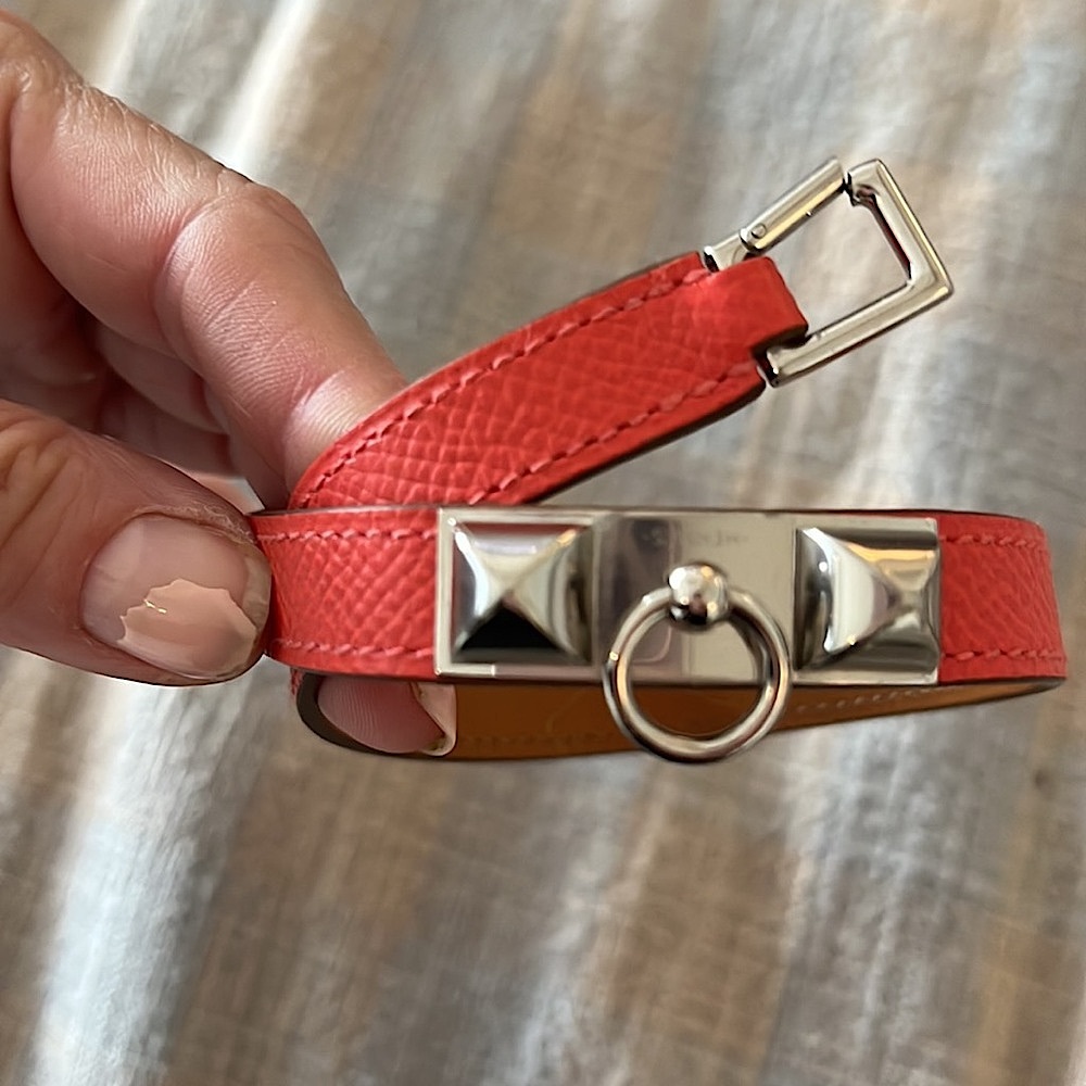 🔥🔥Hermes Rivale Double Tour Bracelet in signature Orange/ plastic on hardware!